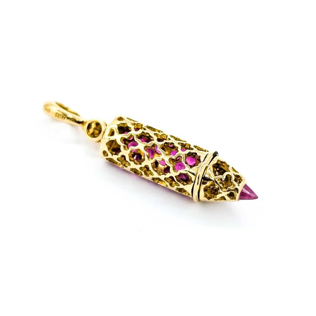 Pendant Crayon .16ctw Round Diamonds 1.75ctw Ruby 18ky .4x.25" 3.9g 125040052