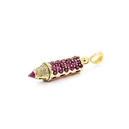 Pendant Crayon .16ctw Round Diamonds 1.75ctw Ruby 18ky .4x.25" 3.9g 125040052
