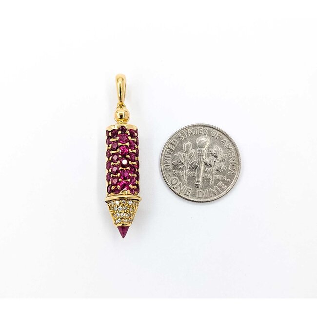Pendant Crayon .16ctw Round Diamonds 1.75ctw Ruby 18ky .4x.25" 3.9g 125040052