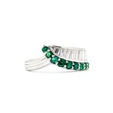  Ring Modern, Channel Set .60ctw Baguette Diamonds .43ctw Emerald 900pt 6.8mm Sz4.75 5.59g 125040033