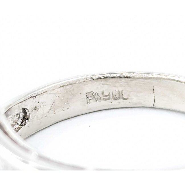 Ring Modern, Channel Set .60ctw Baguette Diamonds .43ctw Emerald 900pt 6.8mm Sz4.75 5.59g 125040033