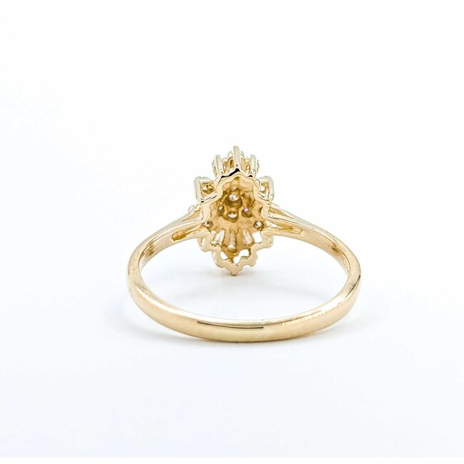 Ring Cocktail .33ctw Round/Baguette Diamonds 14ky Sz8 2.66g 225050012