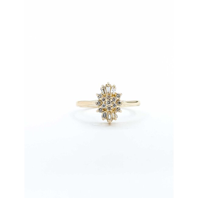 Ring Cocktail .33ctw Round/Baguette Diamonds 14ky Sz8 2.66g 225050012