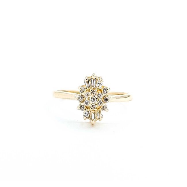 Ring Cocktail .33ctw Round/Baguette Diamonds 14ky Sz8 2.66g 225050012