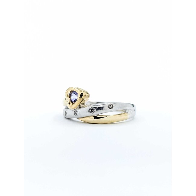 Ring Burnished .02ctw Round Diamonds 3mm Tanzanite 10ktt Sz6.5 3.41g 225050013
