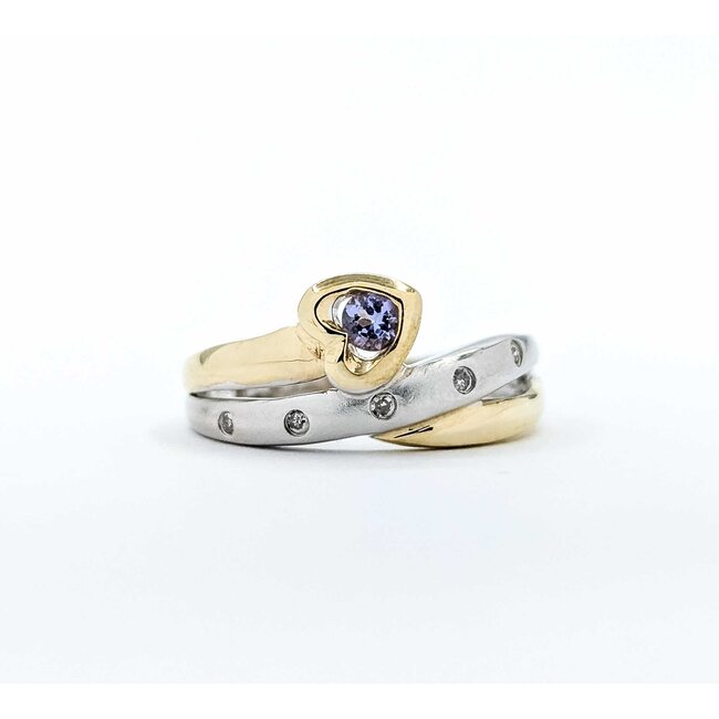 Ring Burnished .02ctw Round Diamonds 3mm Tanzanite 10ktt Sz6.5 3.41g 225050013