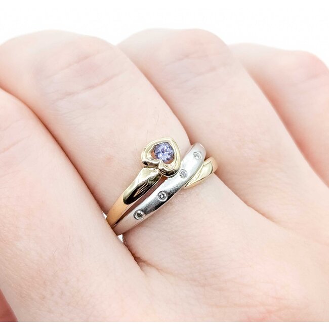 Ring Burnished .02ctw Round Diamonds 3mm Tanzanite 10ktt Sz6.5 3.41g 225050013