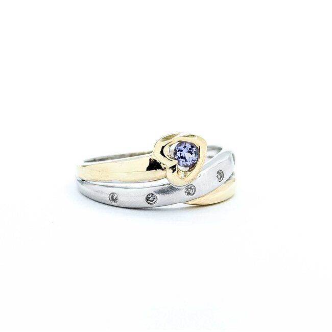 Ring Burnished .02ctw Round Diamonds 3mm Tanzanite 10ktt Sz6.5 3.41g 225050013