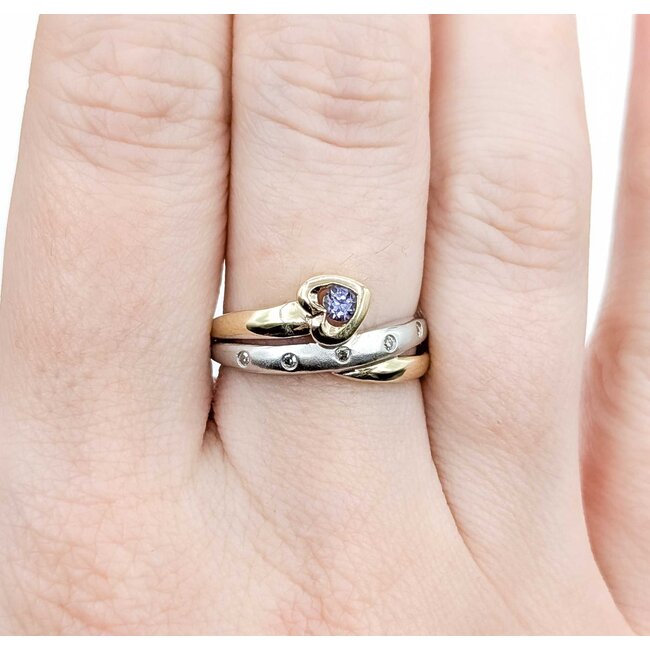 Ring Burnished .02ctw Round Diamonds 3mm Tanzanite 10ktt Sz6.5 3.41g 225050013