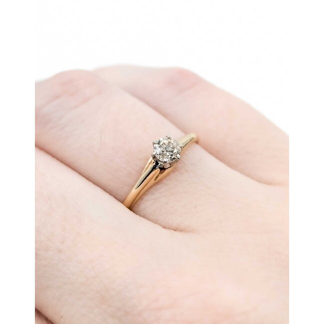 Ring Solitaire .25ctw Mine Cut Diamond 14ky 1.7mm Sz6 1.6g 125040045