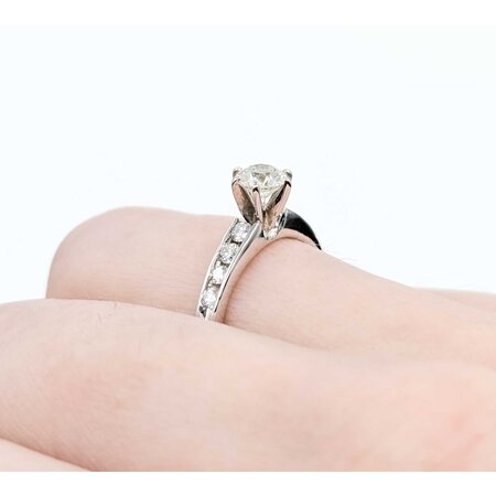 Ring Engagment .37ct Round Diamond .12ctw Diamonds 14kw sz5 2.4g 225040147
