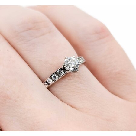 Ring Engagment .37ct Round Diamond .12ctw Diamonds 14kw sz5 2.4g 225040147