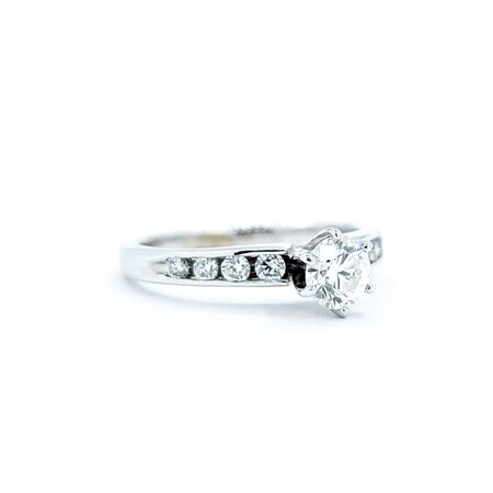 Ring Engagment .37ct Round Diamond .12ctw Diamonds 14kw sz5 2.4g 225040147