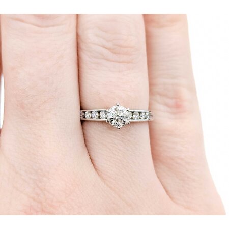Ring Engagment .37ct Round Diamond .12ctw Diamonds 14kw sz5 2.4g 225040147
