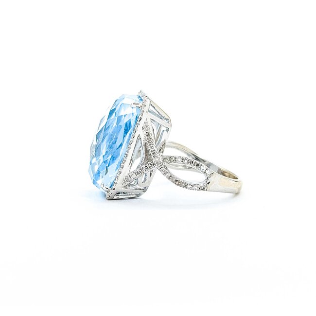 Ring Halo Twist .25ctw Round Diamonds 14ct Topaz 14kw 17.5x14.5 Sz4.5 6.59g 225040051