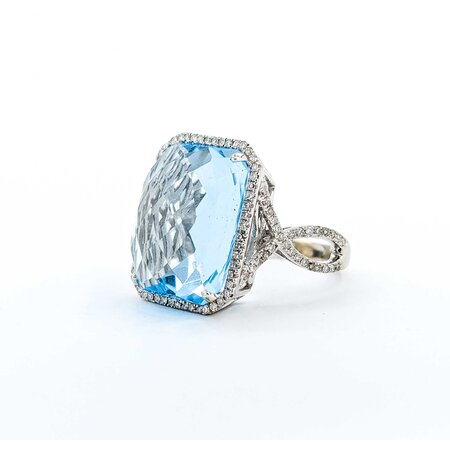 Ring Halo Twist .25ctw Round Diamonds 14ct Topaz 14kw 17.5x14.5 Sz4.5 6.59g 225040051