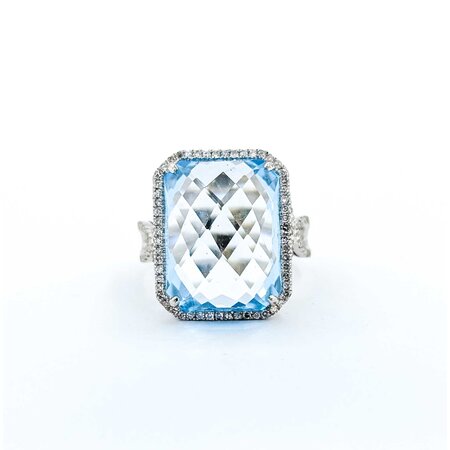 Ring Halo Twist .25ctw Round Diamonds 14ct Topaz 14kw 17.5x14.5 Sz4.5 6.59g 225040051
