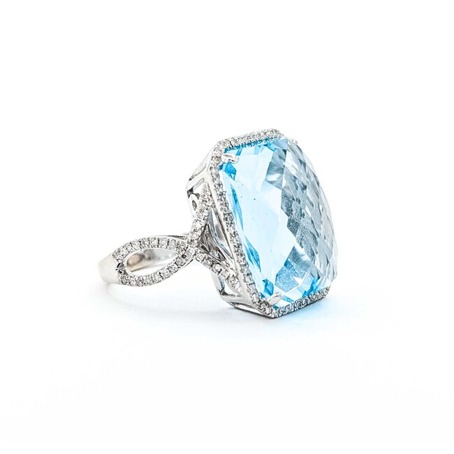 Ring Halo Twist .25ctw Round Diamonds 14ct Topaz 14kw 17.5x14.5 Sz4.5 6.59g 225040051