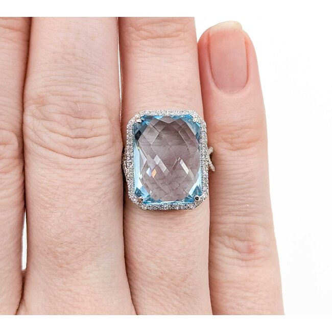 Ring Halo Twist .25ctw Round Diamonds 14ct Topaz 14kw 17.5x14.5 Sz4.5 6.59g 225040051