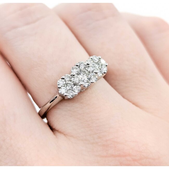 Ring Coctail .75ctw Round Diamonds 14kw Sz6.75 3.63g 225050015