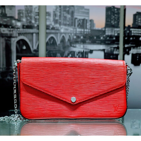 Handbag Louis Vuitton Pouchette Felicie Red Epi Leather 125050071