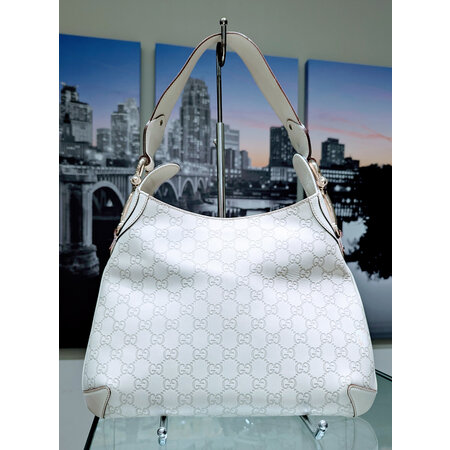 Handbag Gucci GG Creole Hobo White Leather 125050067