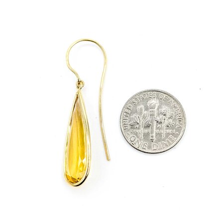 Earrings Dangle 11.76ctw Yellow Beryl 18ky 41x10.50mm 5.02g 225050021