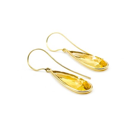 Earrings Dangle 11.76ctw Yellow Beryl 18ky 41x10.50mm 5.02g 225050021