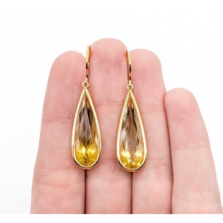 Earrings Dangle 11.76ctw Yellow Beryl 18ky 41x10.50mm 5.02g 225050021