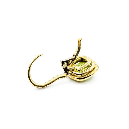 Earrings Drop Dangle .25ctw Round Diamonds 3.60ctw Peridot 18ky 23x10.5mm 4.32g 225050020