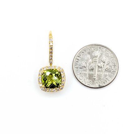 Earrings Drop Dangle .25ctw Round Diamonds 3.60ctw Peridot 18ky 23x10.5mm 4.32g 225050020