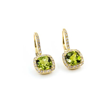 Earrings Drop Dangle .25ctw Round Diamonds 3.60ctw Peridot 18ky 23x10.5mm 4.32g 225050020