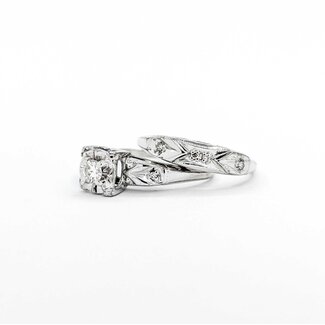 Ring Set Vintage .15ct Round Diamond 14ktt Sz6 4.22g 225040145