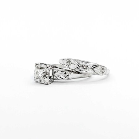 Ring Set Vintage .15ct Round Diamond 14ktt Sz6 4.22g 225040145