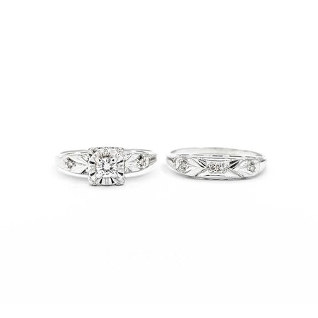 Ring Set Vintage .15ct Round Diamond 14ktt Sz6 4.22g 225040145