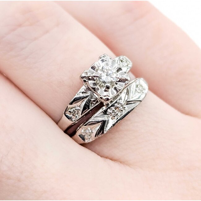 Ring Set Vintage .15ct Round Diamond 14ktt Sz6 4.22g 225040145