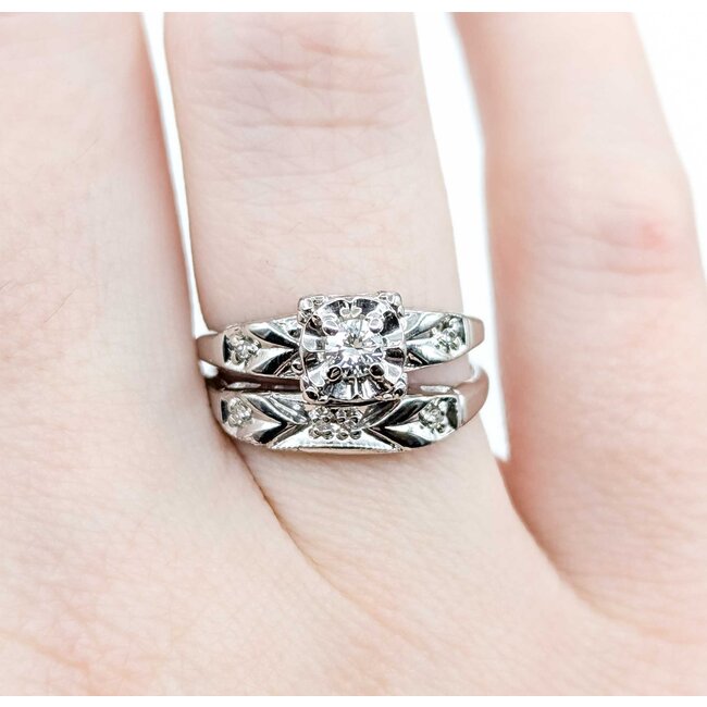Ring Set Vintage .15ct Round Diamond 14ktt Sz6 4.22g 225040145