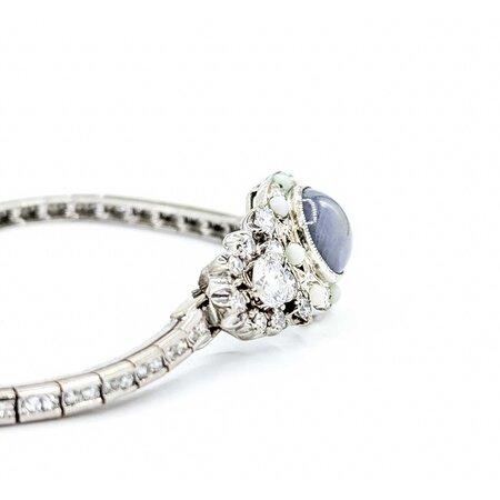 Bracelet Vintage Watch Conversion 3.22ctw Round Diamonds 5.88ct Star Sapphire 2mm Seed Pearls 14kw 6" 12.75g 225050023