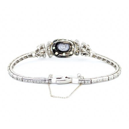 Bracelet Vintage Watch Conversion 3.22ctw Round Diamonds 5.88ct Star Sapphire 2mm Seed Pearls 14kw 6" 12.75g 225050023