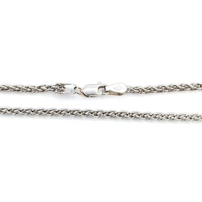 Necklace "V" Style 1.50ctw Round Diamonds 2.20ct Opal 18kw 17" 15.41g 225050024