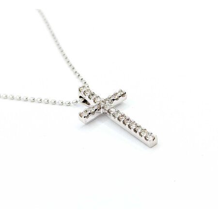 Pendant Cross .20ctw Round Diamonds 18kw .75x.4" 15" 1.9g 125040063