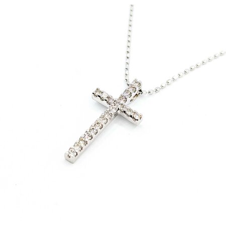 Pendant Cross .20ctw Round Diamonds 18kw .75x.4" 15" 1.9g 125040063
