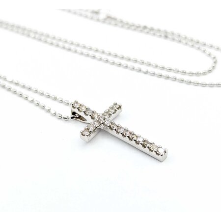 Pendant Cross .20ctw Round Diamonds 18kw .75x.4" 15" 1.9g 125040063