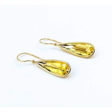 Earrings Dangle 11.76ctw Yellow Beryl 18ky 41x10.50mm 5.02g 225050021