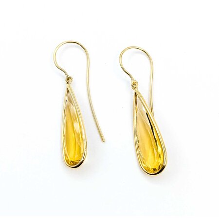 Earrings Dangle 11.76ctw Yellow Beryl 18ky 41x10.50mm 5.02g 225050021