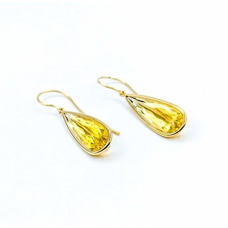 Earrings Dangle 11.76ctw Yellow Beryl 18ky 41x10.50mm 5.02g 225050021