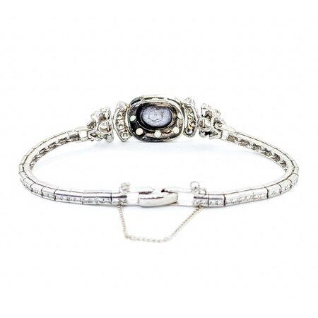 Bracelet Vintage Watch Conversion 3.22ctw Round Diamonds 5.88ct Star Sapphire 2mm Seed Pearls 14kw 6" 12.75g 225050023