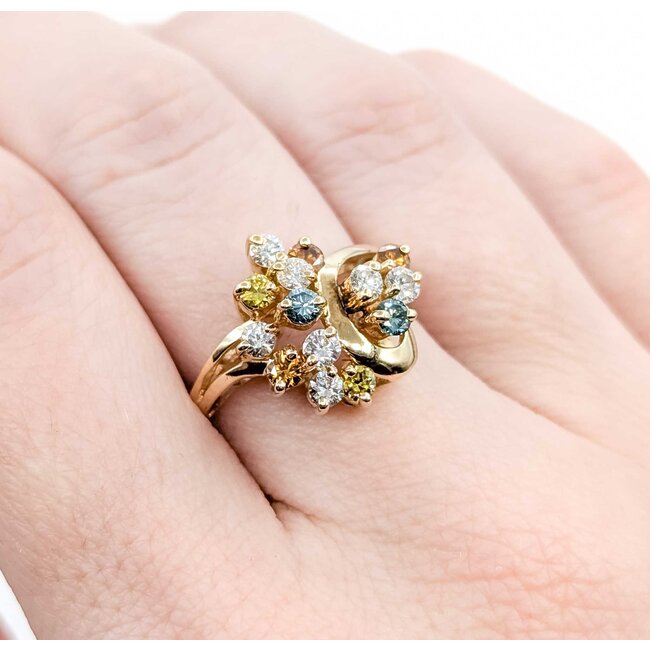 Ring Cocktail .84ctw Round Multi Colored Irradiated Diamonds 14ky Sz7 4.24g 225050001