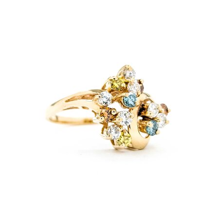 Ring Cocktail .84ctw Round Multi Colored Irradiated Diamonds 14ky Sz7 4.24g 225050001