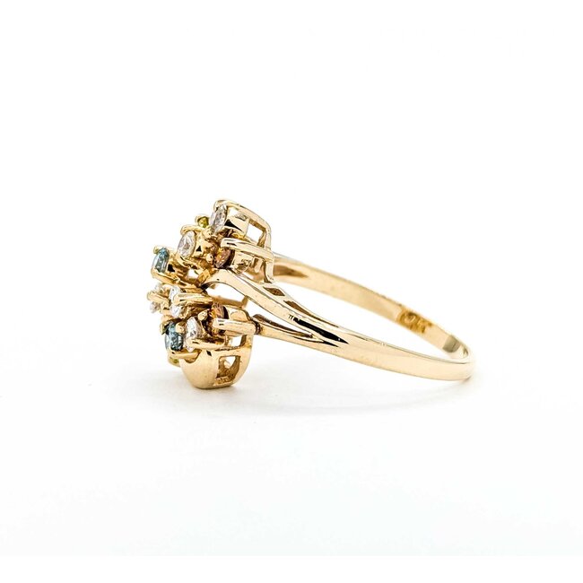 Ring Cocktail .84ctw Round Multi Colored Irradiated Diamonds 14ky Sz7 4.24g 225050001